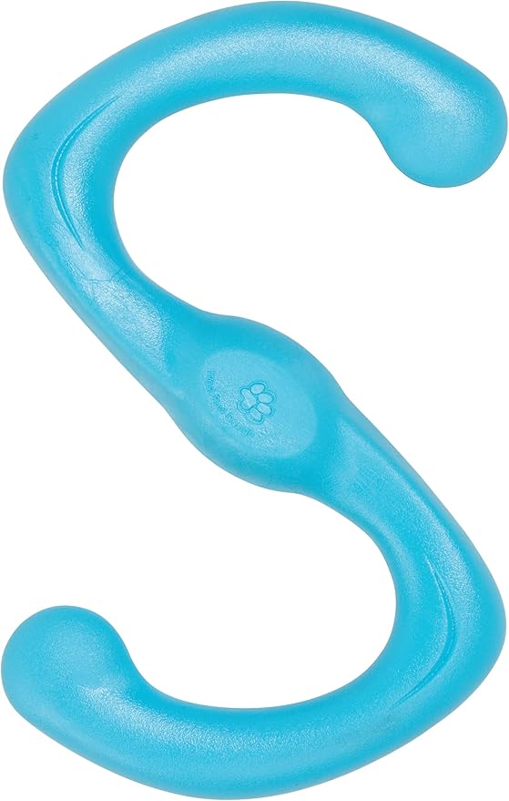 WEST PAW Zogoflex Bumi Dog Tug Toy – S-Shaped, Lightweight Chew Toys for Fetch, Play, Pet Exercise – Tug of War Soft Flinging Squishy Chewy Toy for Dogs – Guaranteed, Latex-Free, Small 8", Aqua Blue