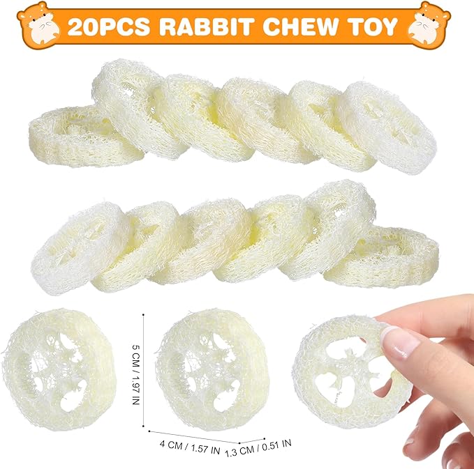Toddmomy Rabbit Chew Toys 20pcs Loofah Teeth Grinding Toys Small Animal Tooth Cleaning Tools for Guinea Pig Chinchilla Hamster