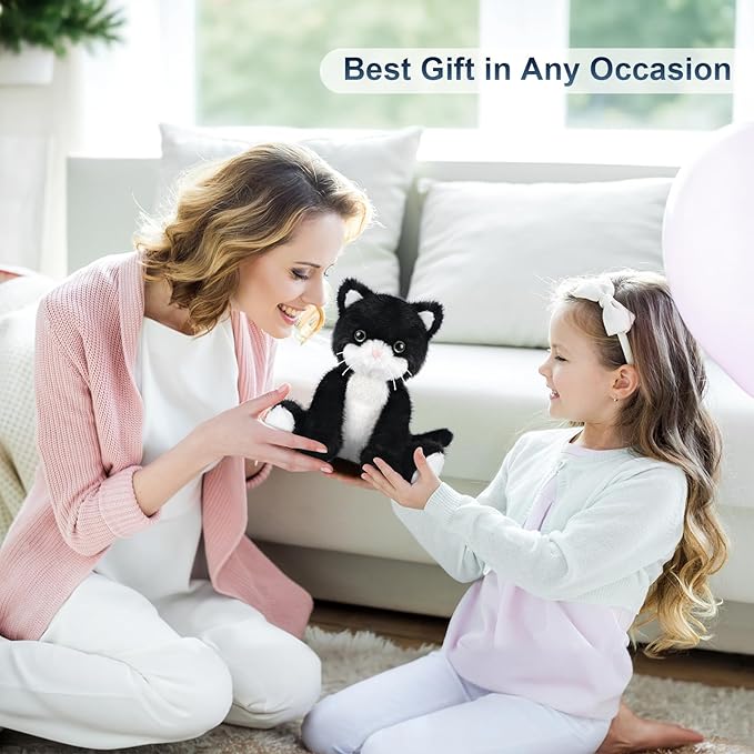 SuzziPals Heatable & Coolable Black and White Cat Stuffed Animal, Cat Heating Pad Microwavable for Soothing & Relaxation, Lavender Scented Tuxedo Cat Plush Toy for Stress Relief, Cat Toys for Kids