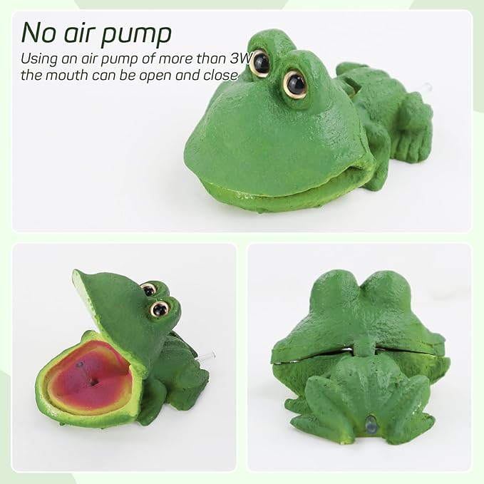 WishLotus Aquarium Decorations, Resin Big Mouth Frog Aquarium Landscaping Ornaments Pneumatic Decorations Aquarium Accessories Decoration (Frog Green)
