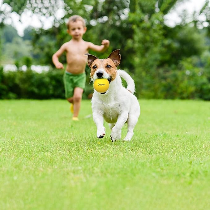 Dog Balls Indestructible,Solid Rubber Bouncy for Dogs Aggressive Chewers Large Breed,Non-Toxic&Floating&High Elasticity,Durable Fetch Ball Medium to Chew,Play and Training. (Yellow)