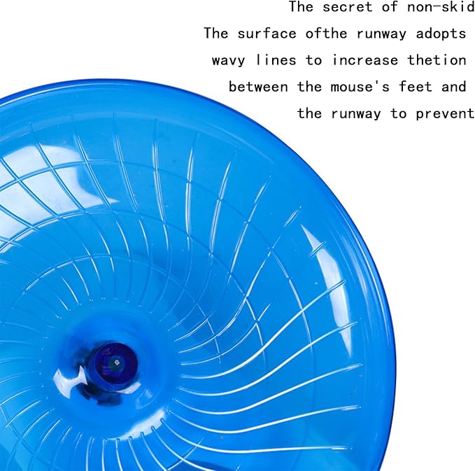 Hamster Flying Saucer Silent Running Wheel, 7 Inch, Suitable for Guinea Pigs, Hamsters, Hedgehogs and Other Small Animals to Ensure Safe Exercise（Blue）