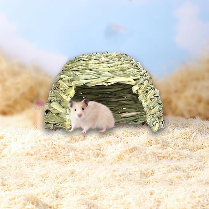Hideaway Hut Toy Comfortable Playhouse Comfortable Baby Rabbit Hideaway Hut Rabbit Straw Nest for Ferret Small Animals Bunny, 21cmx14cm