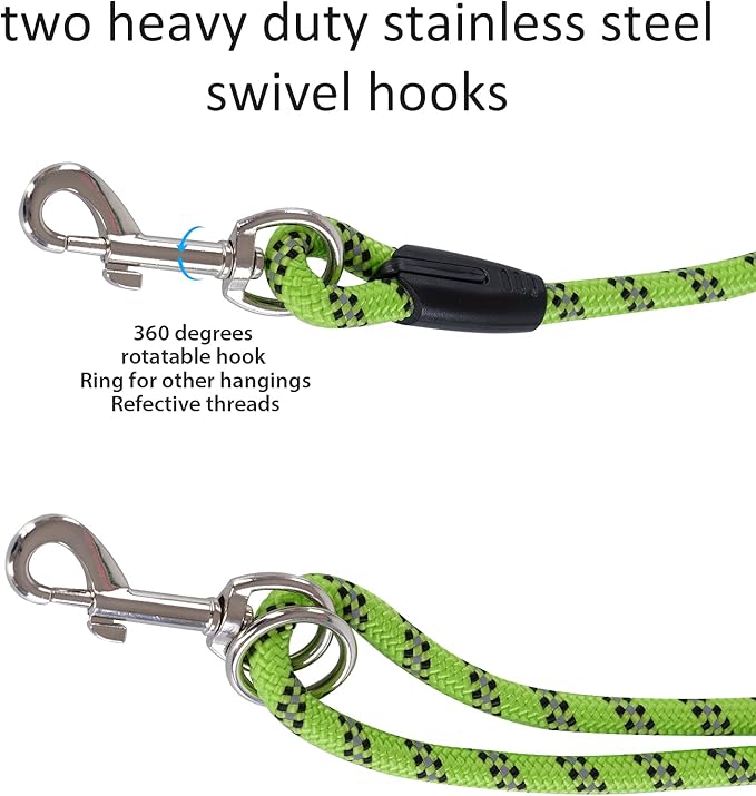 Long Dog Leash for Dog Training 16FT/30FT/50FT/100FT, Reflective Dog Leash with Lockable Hook, Heavy Duty Dog Lead for Large Medium Small Dogs Outside Walking, Playing, Camping, or Yard 20FT Green