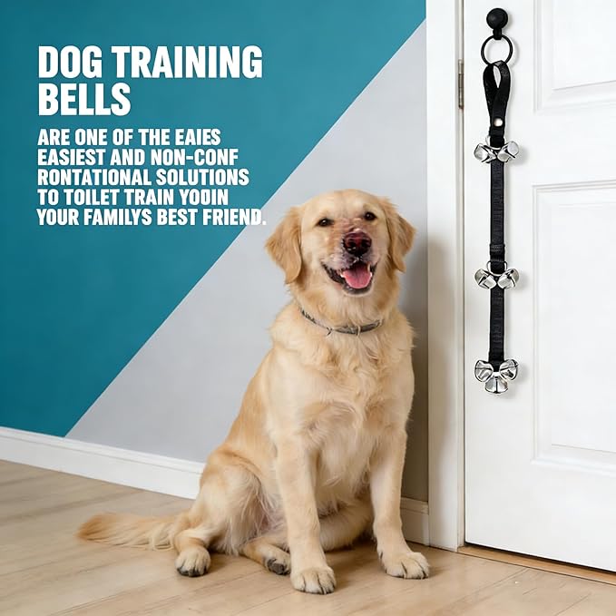 TJE Dog Doorbells Puppy Potty Training Tool Adjustable Rope with 6 Loud Bells Easy to Hang on Door Handles for Small Medium Dogs (Green)