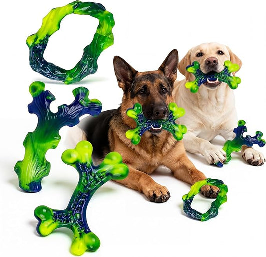 Frienhund 6-Pack Indestructible Dog Toys for Large Breed: Dog Toys for Aggressive Chewers, Durable Nylon Bone for Large Dogs, Dog, Peanut Butter Flavor