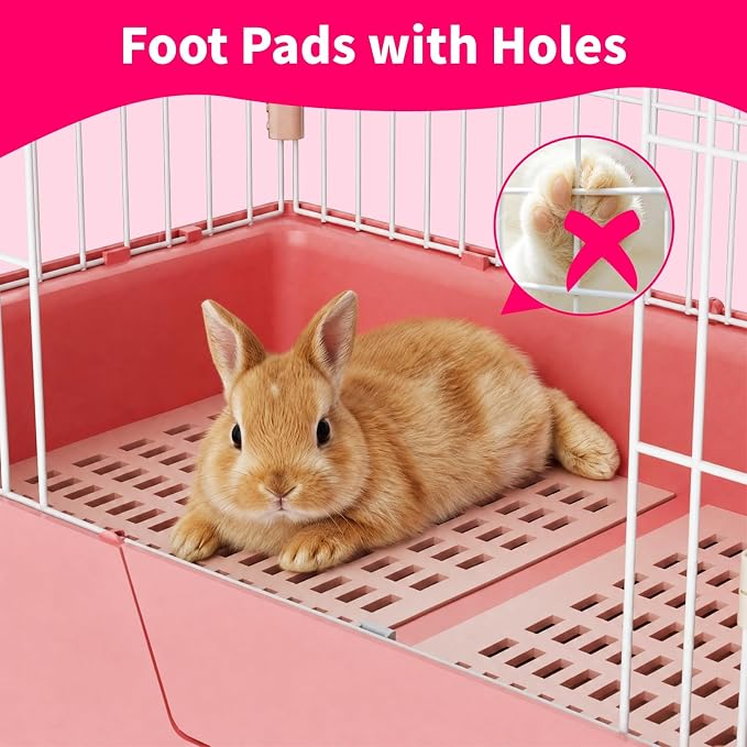 STILLCOVE 2-Tier Rabbit Cage: Small Animal Pets Enclosure with Water Bottle | Hay Feeder, Liner, Dustpan & Brush Set, Guinea Pig Hamster Bunny Hutch, Small Pet Habitat for Ferret Chinchilla Rodent Indoor