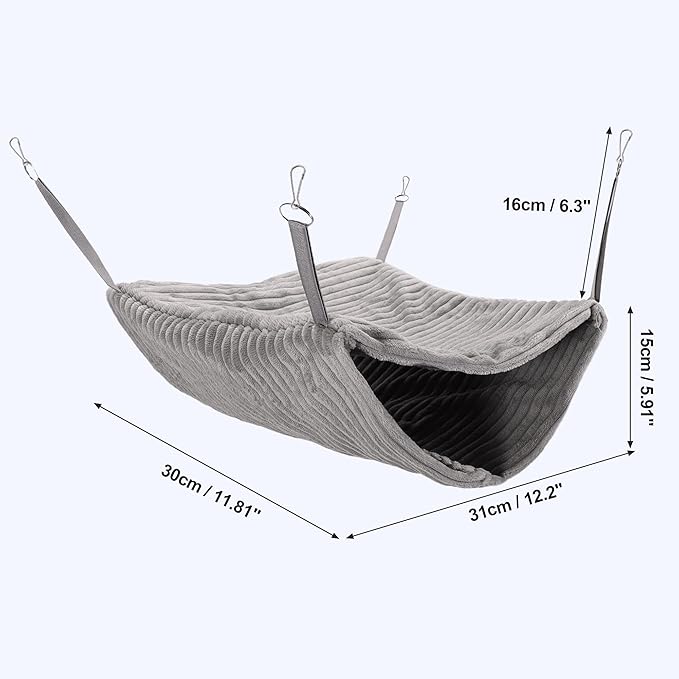 Ferret Hammock, Hanging Tunnel Bed for Cage, Fits Rats, Ferrets, Guinea Pigs, Chinchillas, Gray