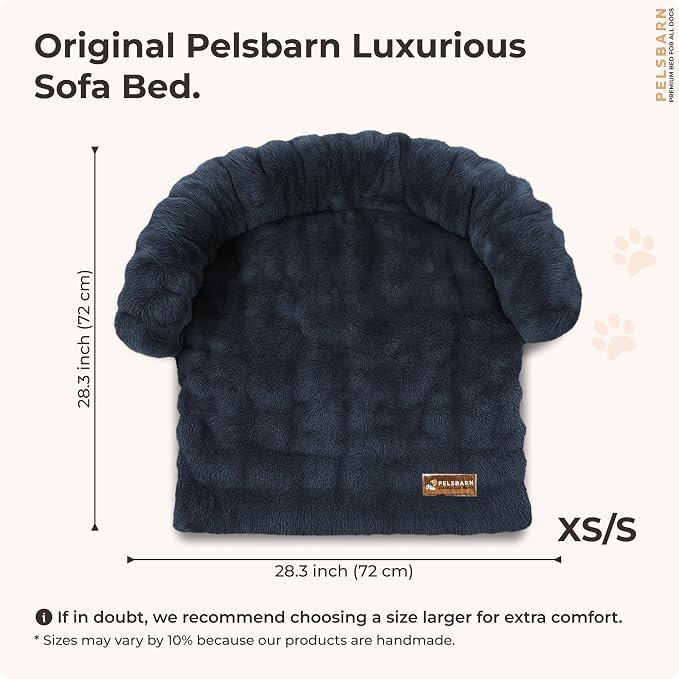 Pelsbarn Dog Bed for Couch, Luxurious Sofa Bed for Dogs with Non-Slip Oxford Bottom - Faux Rabbit Fur with Removable Cover, Small, Gray - 28x28 in