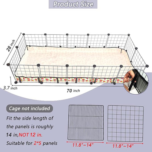 Guinea Pig Cage Liner，Washable Waterproof Oxford Cloth Cage Liners for Small Animals,Hamster Chinchilla Hedgehog Rabbit and Other Small Animals Not Include Cage (28x70 inches)