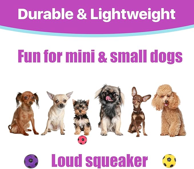 SPOT Latex Soccer Ball Dog Toy – 2in, Assorted Colors, Durable 100% Latex with Loud Squeaker, Fun Indoor & Outdoor Toy for Small Dogs & Puppies to Chase, Fetch, Chew & Play