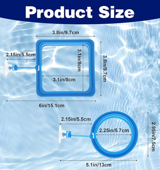 Fish Feeder Ring, 4 Pack Fish Feeding Ring Round and Square Floating Food Feeder with Suction Cup for Betta, Goldfish, Guppy, Turtle