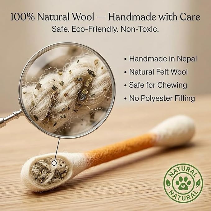 Cotton Swabs Cat with Catnip, 6 Pk Giant Kitten Chew Sticks for Indoor Boredom, Durable Dental Teething Ropes, Big Interactive Felt Kitty Kicker Play Lover Gift Accessories