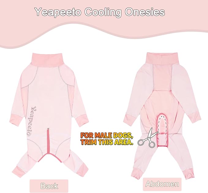Dog Sun Protection Cooling Suit UPF 50+, Quick-Dry Breathable Jumpsuit for Large & Medium Dogs, Outdoor Dirt-Resistant Shedding Control Pet Apparel (Blush Pink, 5X-Large)