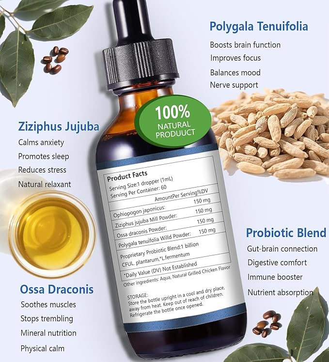 Calming Drops for Cats, Helps to Manage Stress & Anxiety, with Pheromones that May Help Curb Destructive Behavior & Separation Anxiety, Health Supplement for Cats, Sedative-Free, 2 floz