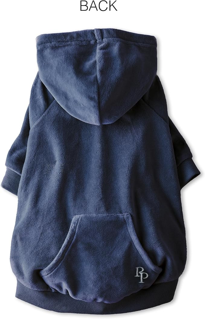 Pet Passion Cooper II Organic Cotton Velour Dog Hoodie Pet Coat for Small, Medium and Large Dogs, Navy, XX-Large (70-110 lbs)