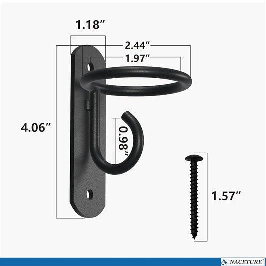 NACETURE Bucket Hooks for Horse Stalls – Anti-Tip Design Feed & Water Bucket Holders, Heavy Duty Stable Barn Fence Accessories – Black Metal Hangers for Horses