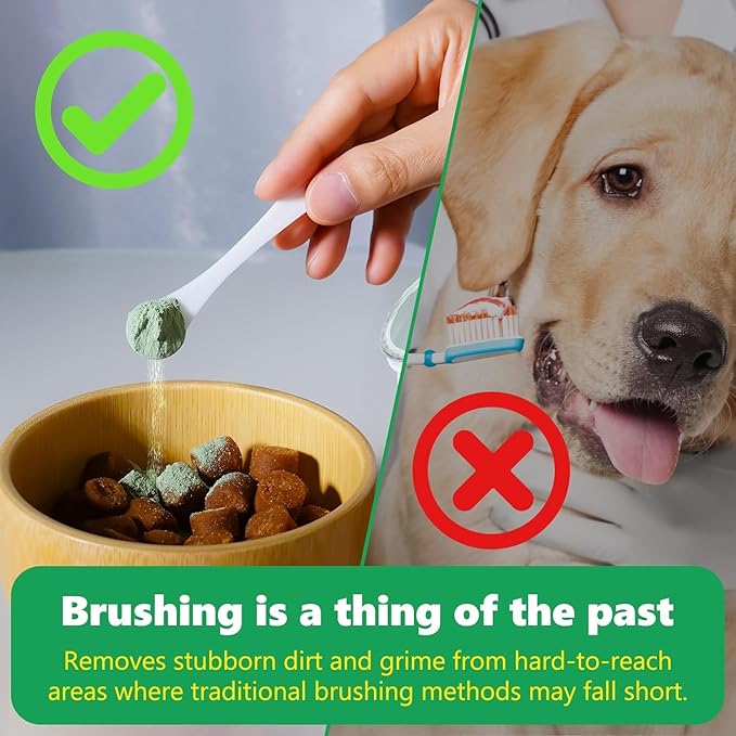Dog Dental Care Plaqueoff Powder for Pets, Teeth Cleaning Powder for Dogs & Cats Breath Freshener for Bad Breath, Tartar Remover, Plaque Off, and for Rabbit
