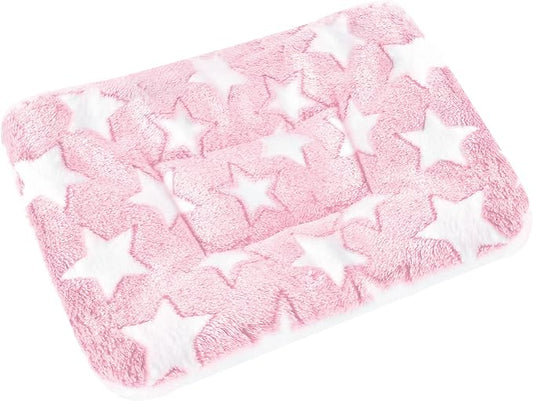 Small Animal Bed Mat, Soft & Warm, Suitable for Guinea Pig, Hamster, Rabbit, Rat and Bearded Dragon (XX-Large(19.7''x15.7''), Star Pink)