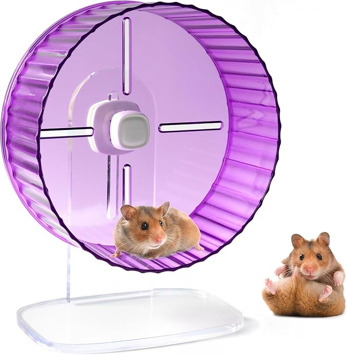 Silent Hamster Wheel 8.3inch Adjustable Height Turtle Wheel Turtle Tank Accessories Dwarf Hamster Quiet Wheel, Hedgehog Wheel, Gerbil Wheel, Small Pet Exercise Wheels (Purple)