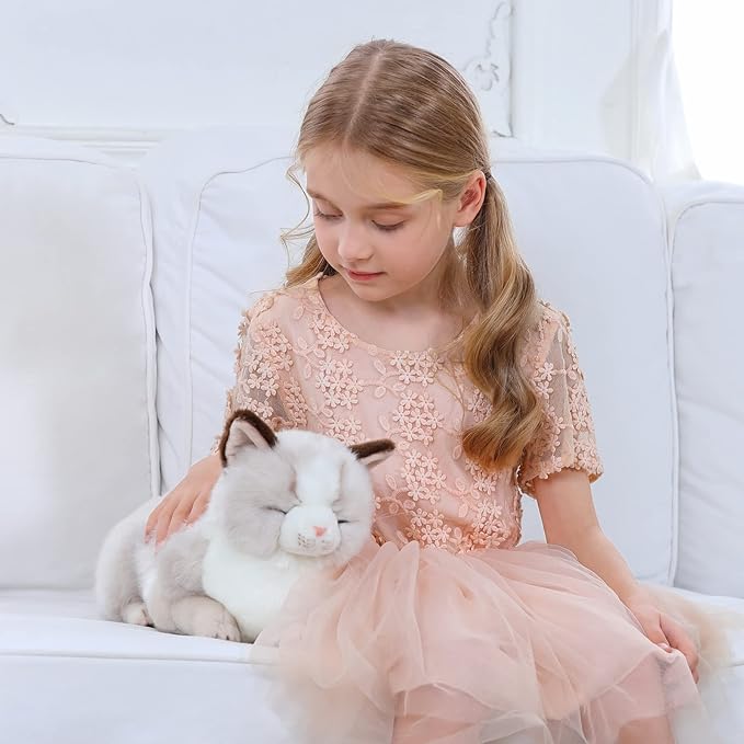 CU-MATE Adorable Stuffed Animals Cat -Handmade Plush Soft Cat -Present Gift for Boys/Girls (Sleeping Ragdoll Cat)