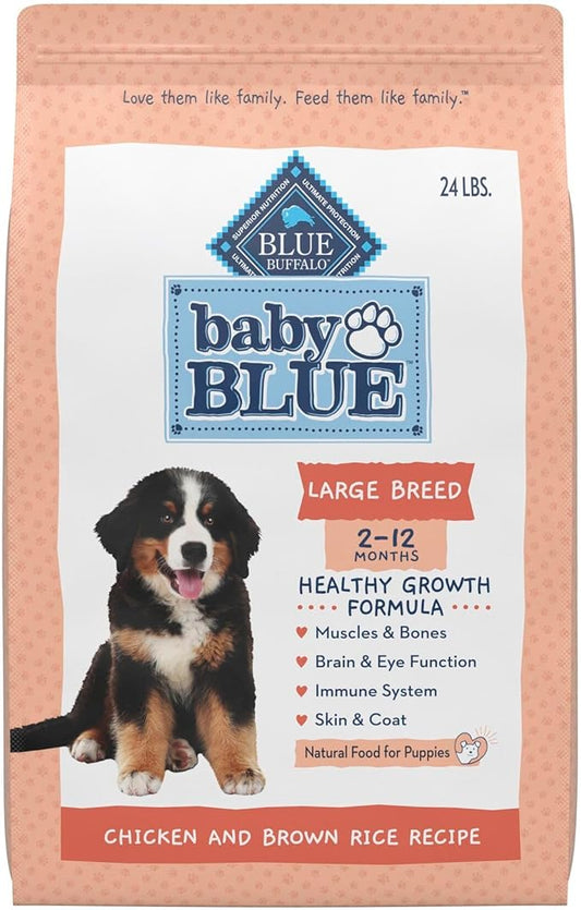Blue Buffalo Baby Blue Natural Large Breed Puppy Dry Dog Food, Healthy Growth Formula with DHA, Chicken and Brown Rice Recipe, 24-lb Bag
