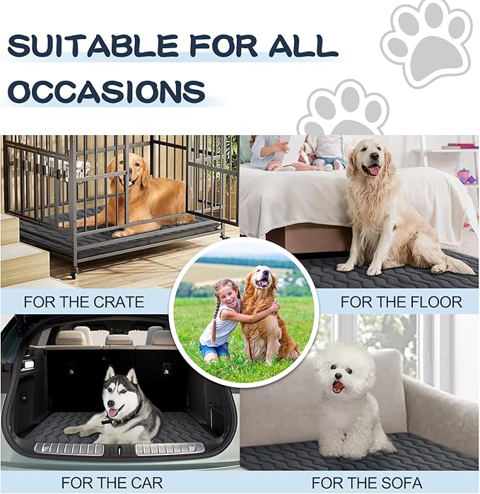 Bubble bear Dog Crate Mat - Upgraded Thick, Ultra Soft, Washable & Anti-Slip Kennel Pad for Small/Medium/Large Dogs, Dark-Hued to Hide Stains (48"x30")