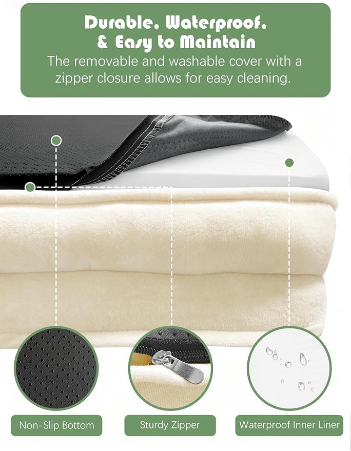 Spotted Play Orthopedic Dog Bed with Sides - Sofa Beds for Extra Large Dogs, Supportive Foam Pet Couch Bed with Washable Removable Cover, Waterproof Lining and Non-Slip Bottom, Ivory - XL
