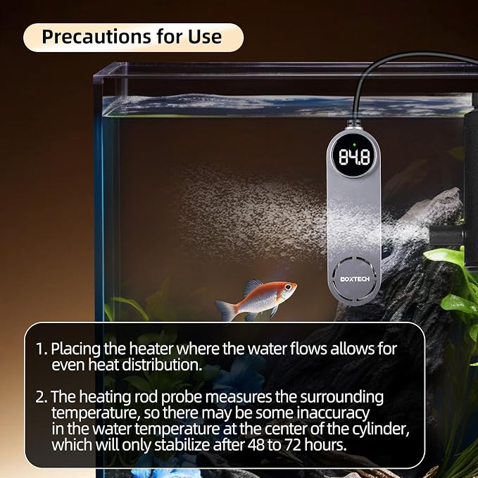 UPETTOOLS Submersible Aquarium Heater with Digital Thermostat, Adjustable Temperature Fish Tank Heater for 5-20 Gallon Tanks, Overheat and Dry Burn Protection, for Freshwater and Saltwater Aquariums