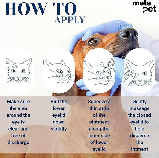 Vetromycin Pet Eye Ointment for Dogs and Cats 1/8 oz /5gr, 1 Tube - Gentle Daily Eye Care, Easy Topical Application