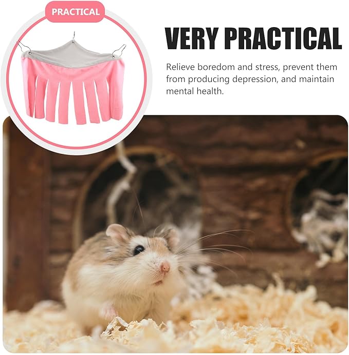 POPETPOP Small Animal Hideout House with Corner Hammock, Lightweight Cotton Pet Shelter for Hamster, Guinea Pig, Bunny, Hedgehog – Soft Pet Bed Tent for Cage Resting and Hiding, 1pcs Light