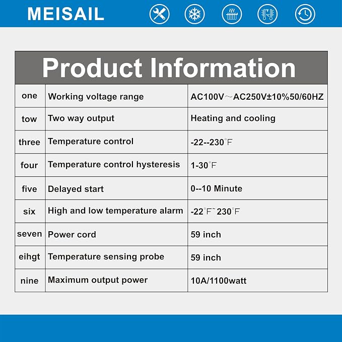 Digital Temperature Controller 2-Stage Outlet Thermostat | Heating and Cooling Mode, Carboy Homebrew Fermenter, Greenhouse Terrarium, 110V 10A, S10B-B
