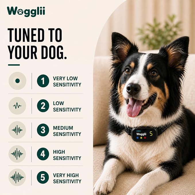Smart AI Bark Collar for Small Medium Large Dogs, Automatic Anti Barking Device with 5 Sensitivity Levels, LCD Display, Vibration and Static Modes, Rechargeable IP67 Waterproof, Black