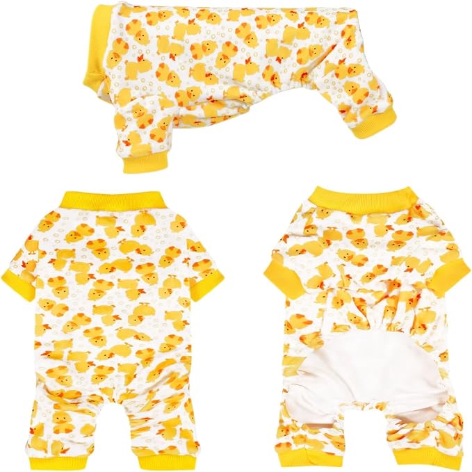 Paiaite Dog Pajamas Onesie: Comfortable Four-Legged Apparel for Small, Medium, & Large Dogs, Polyester Material for Comfort, Wrinkle Resistance, Moisture Wicking, Stretchiness Cartoon Duck M