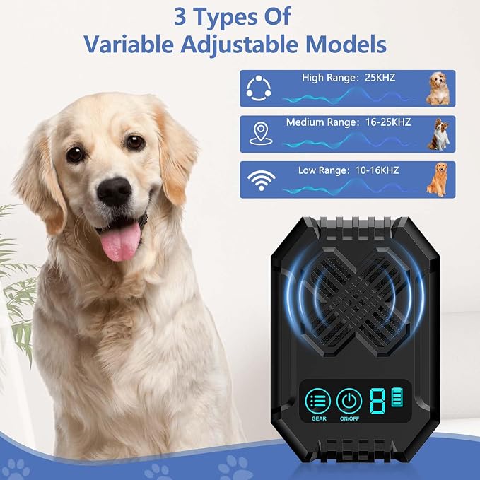 Anti Barking Devices, Ultrasonic Dog Bark, Dog Bark Deterrent Device 3 Adjustable Modes - Rechargeable Long Range 50FT