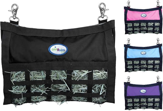 Rabbit & Guinea Pig Hay Bag Feeder with Super Tough Bottom® Design | Large 15" x 11" x 3" Hanging Hay Feeder | Organized Feeding | Made in USA Design (Black, Large 15" x 11" x 3")