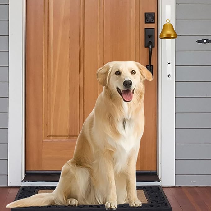 PATIKIL Dog Doorbell, Fixed Metal Dog Bells for Training Dog to Ring to go Outside, Wall Mounted Dog Door Bell Traditional Doorbell Shop Doorbell, Golden Tone and White
