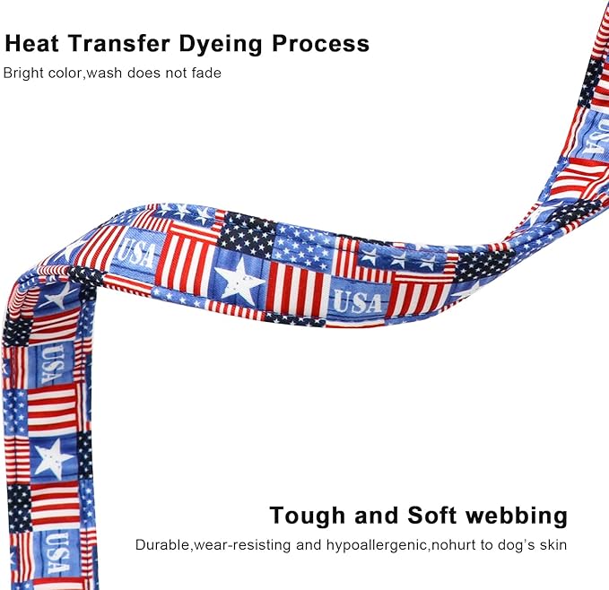 Lionet Paws Summer Dog Collar- Cute 4th of July Dog Collars with America Flag Pattern and Plastic Buckle, Light Adjustable Dog Collars for Small Dogs