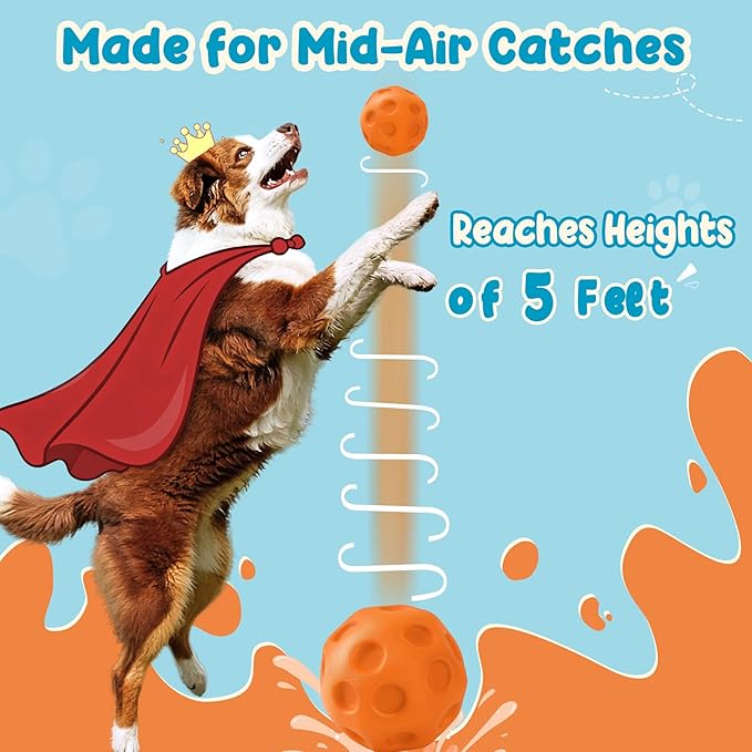KIPRITII 3 Pack Dog Balls for Medium & Large Dogs - High Bounce & Floating Fetch Balls, Interactive Outdoor Toys with Easy-Pickup Grooves, Bright Orange