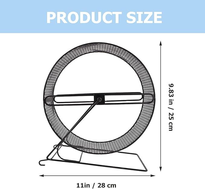 POPETPOP Silent Hamster Running Wheel with Rack - Quiet Exercise Toy for Small Pets Including Hedgehogs Squirrels and Guinea Pigs - 11.02X10.23X5.90In Durable Plastic