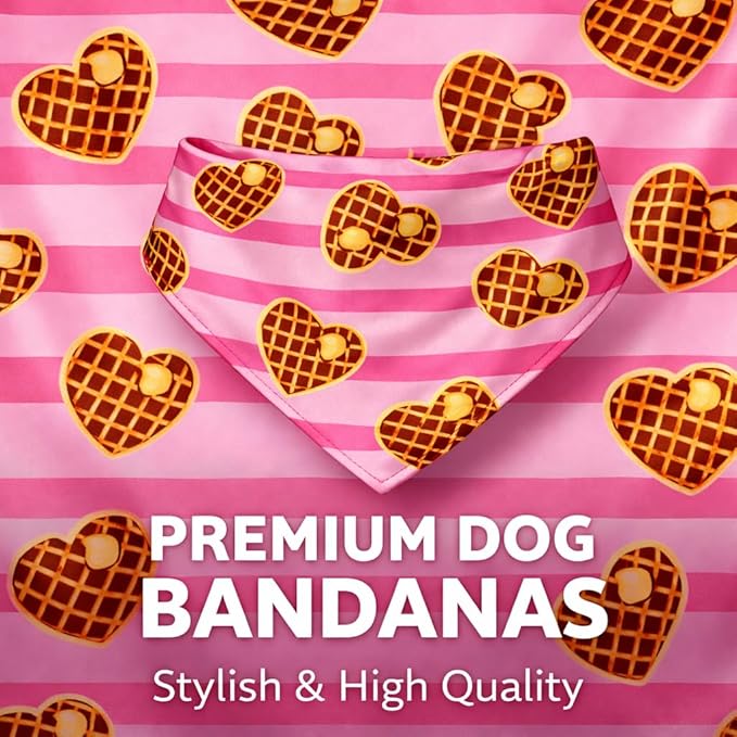 Luxury Satin Dog Bandana – Slip-On Collar Style, Premium Pet Scarf for Medium, Large & XL Dogs – Special Occasion Accessory (Collar Not Included) (Medium - Extra Large, Waffle Heart)