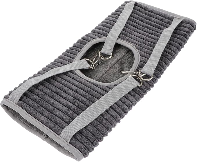 Milisten Warm Plush Ferret Hideout Nest Small Pet Hanging Tunnel Cage Hammock for Hamsters Rats Chinchillas Cozy Winter Sleeping and Playing Space in Grey