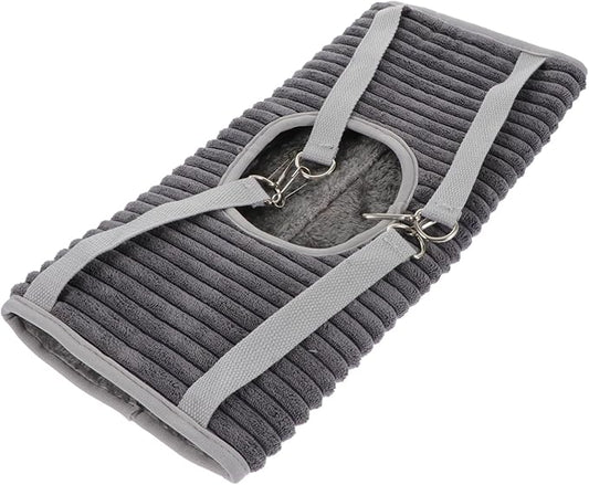 Milisten Warm Plush Ferret Hideout Nest Small Pet Hanging Tunnel Cage Hammock for Hamsters Rats Chinchillas Cozy Winter Sleeping and Playing Space in Grey