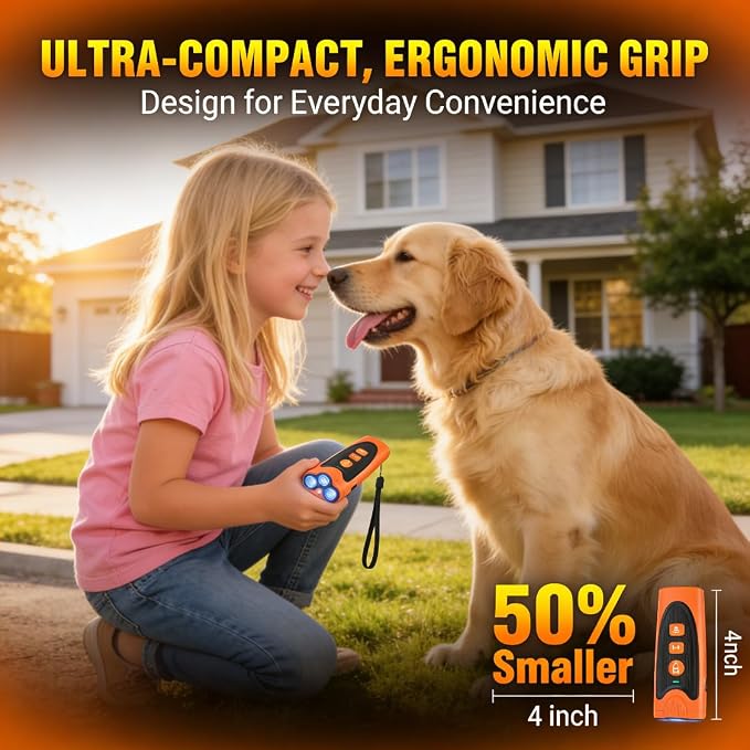 3X Ultrasonic Dog Bark Deterrent, 6 Training Modes, 23FT Range, 30-Day Battery, Rechargeable & Humane Anti-Barking Device for Indoor & Outdoor