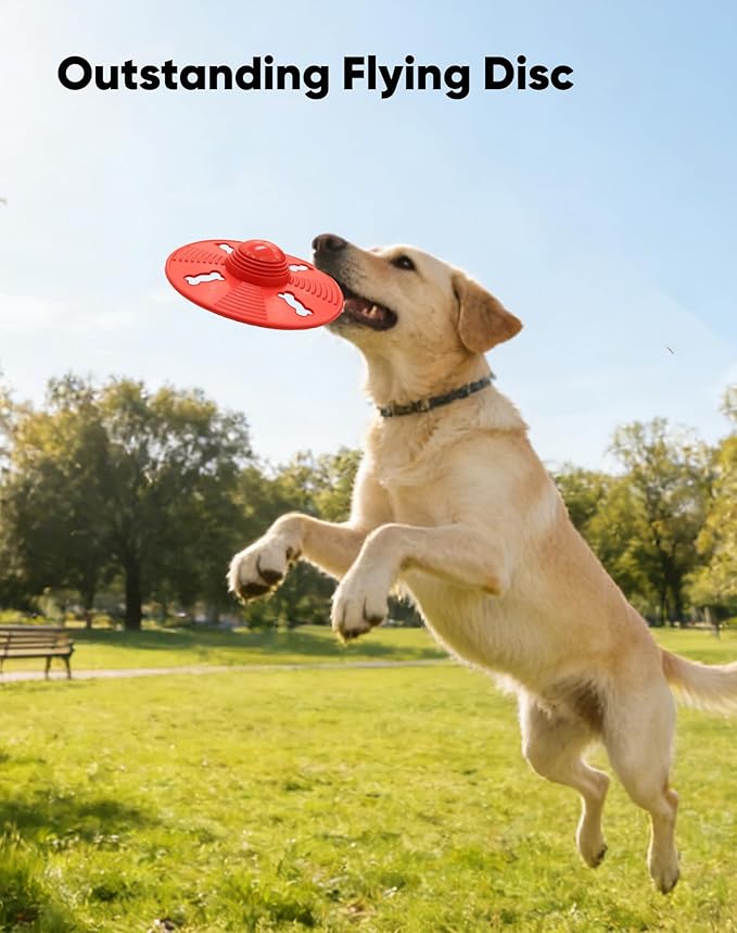 Deeow Alieen Dog Frisbee for Fetch, Teething Clean Outdoor Flying Disc, Interactive Squeaky Dogs Toy for Outdoor Pool Park Beach, Extra Gift Orange Jack-o-Lantern/Halloween Pumpkin Pet Toy