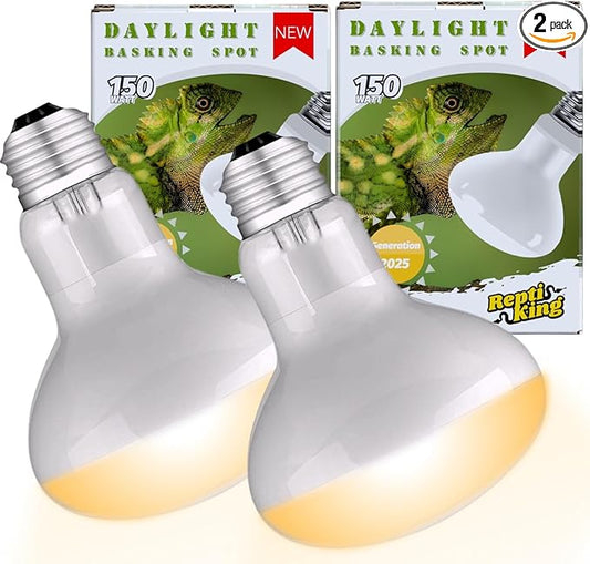 Reptile Heat Bulb Lamp, 150W 2-Pack Daylight Basking Spot, Bearded Dragon/Turtle/Lzard/Gecko Light Bulb, UVA Heat Lamp, Basking Light for Reptiles