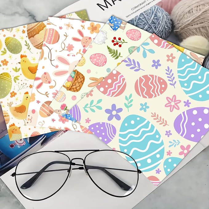 CREATCABIN 6Pcs Easter Glasses Cleaning Cloth Microfiber Cleaning Cloths Rabbit Egg Glasses Cleaner Wipes Soft Microfiber Reusable for Easter Eyeglasses Camera Lens Laptops Screens Phone 6 x 6 Inch