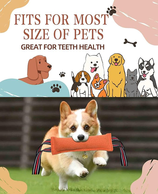 Clysoru Tug Toy for Dogs Tug of War Dog Toy with 2 Strong Red Band Handles Lasting Training Equipment Puppy to Large Dogs Interactive Toy Best for Tug of War Pull Indestructible Rope Toys (Orange)