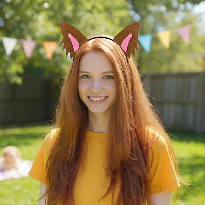 16PCS Colorful Felt Dog Ears Headbands for Black Ears Dog Themed Party Favors Photo Booth Props Holiday Dog Party Decorations