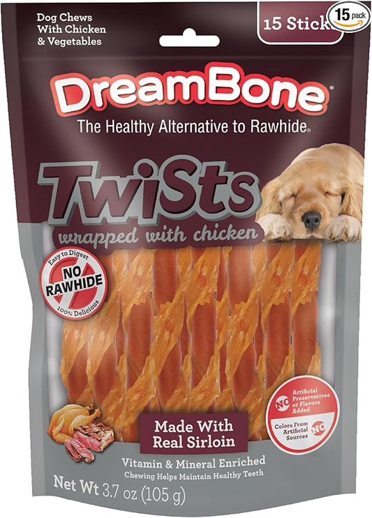 DreamBone Chicken Wrapped Twists with Real Sirloin 15 ct
